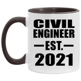 Civil Engineer Established EST. 2021 - 11oz Accent Mug Black