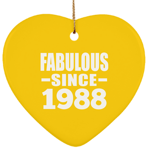 36th Birthday Fabulous Since 1988 - Heart Ornament