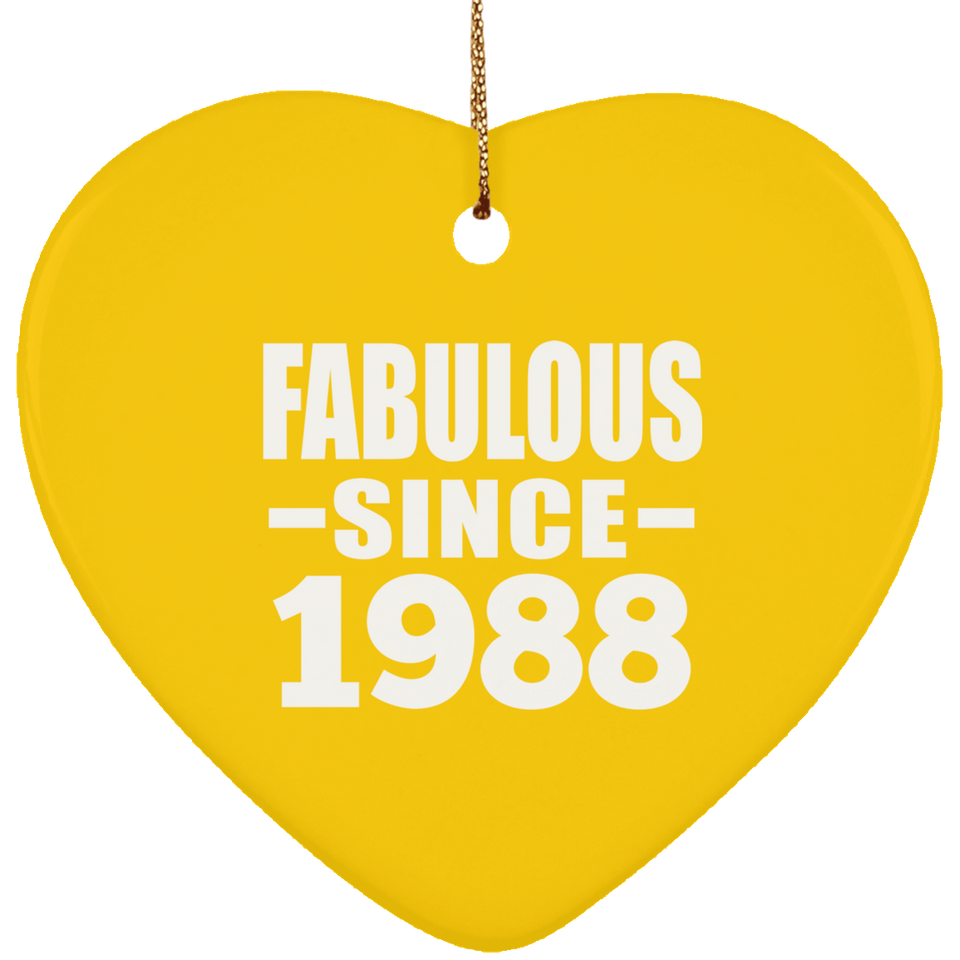 36th Birthday Fabulous Since 1988 - Heart Ornament