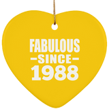 36th Birthday Fabulous Since 1988 - Heart Ornament