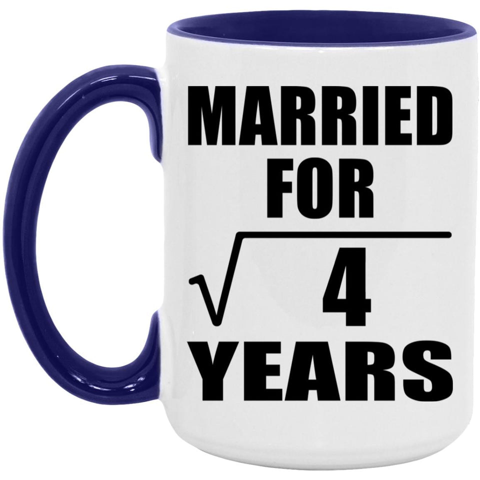 2nd Anniversary Married For Square Root of 4 Years - 15oz Accent Mug Purple
