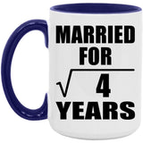2nd Anniversary Married For Square Root of 4 Years - 15oz Accent Mug Purple