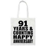 Happy 91st Anniversary 91 Years & Counting - Tote Bag White
