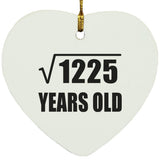 35th Birthday Square Root of 1225 Years Old - Heart Ornament