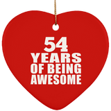 54th Birthday 54 Years Of Being Awesome - Heart Ornament