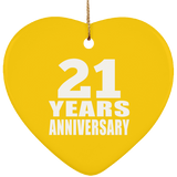 21st Anniversary 21 Years - Heart Ornament