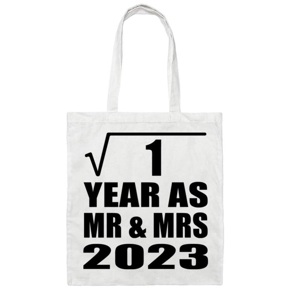 1st Anniversary Square Root of 1 Year As Mr & Mrs 2023 - Tote Bag White