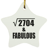 52nd Birthday Square Root of 2704 & Fabulous - Star Ornament