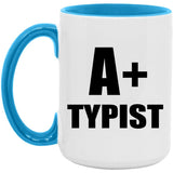 A+ Typist - 15oz Accent Mug Blue