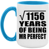 34th Anniversary Square Root of 1156 Years of Mr Perfect - 15oz Accent Mug Blue