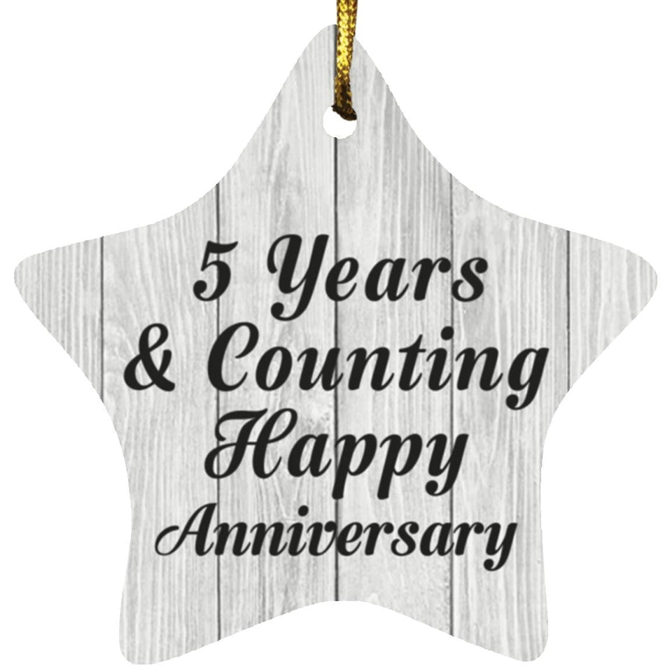 5th Anniversary 5 Years & Counting Happy Anniversary - Star Ornament F