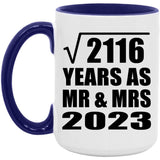 46th Anniversary Square Root of 2116 Years As Mr & Mrs 2023 - 15oz Accent Mug Purple