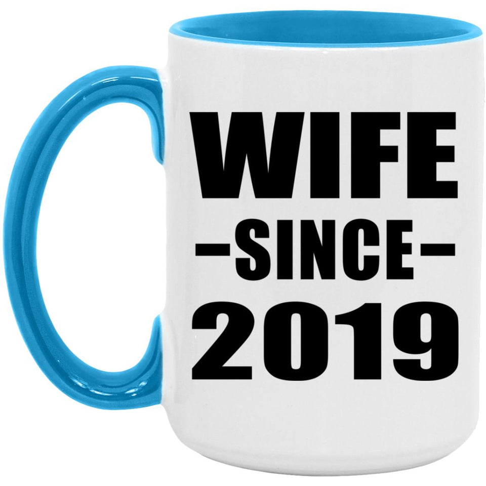 Wife Since 2019 - 15oz Accent Mug Blue