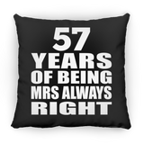 57th Anniversary 57 Years of Being Mrs Always Right - Throw Pillow Black