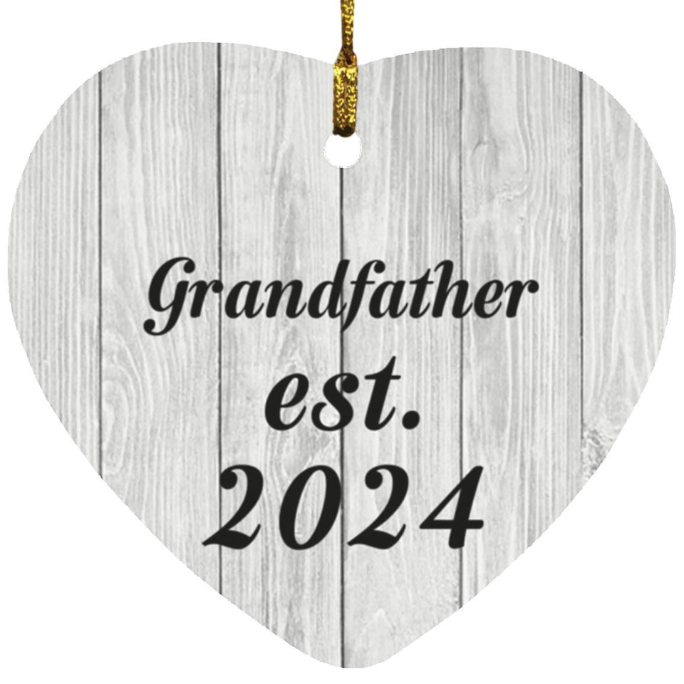 Grandfather Established Est. 2024 - Heart Ornament F
