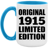 109th Birthday Original 1915 Limited Edition - 15oz Accent Mug Blue