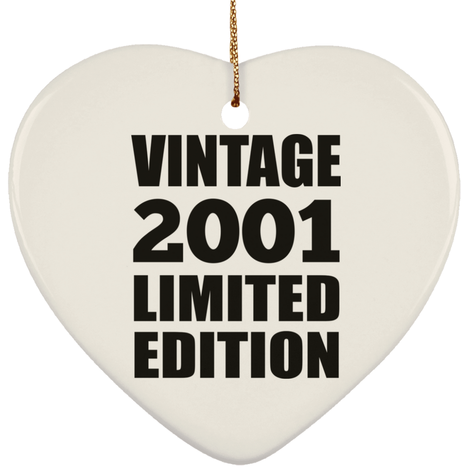 23rd Birthday Vintage 2001 Limited Edition - Heart Ornament