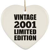 23rd Birthday Vintage 2001 Limited Edition - Heart Ornament