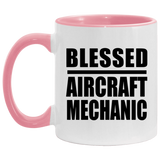 Blessed Aircraft Mechanic - 11oz Accent Mug Pink