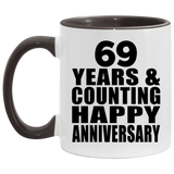Happy 69th Anniversary 69 Years & Counting - 11oz Accent Mug Black