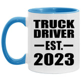 Truck Driver Established EST. 2023 - 11oz Accent Mug Blue