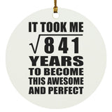 29th Birthday Took Square Root of 841 Years To Awesome - Circle Ornament