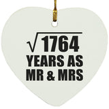 42nd Anniversary Square Root of 1764 Years As Mr & Mrs - Heart Ornament