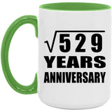 23rd Anniversary Square Root of 529 Years Anniversary - 15oz Accent Mug Green