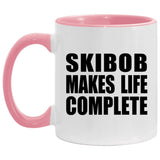 Skibob Makes Life Complete - 11oz Accent Mug Pink