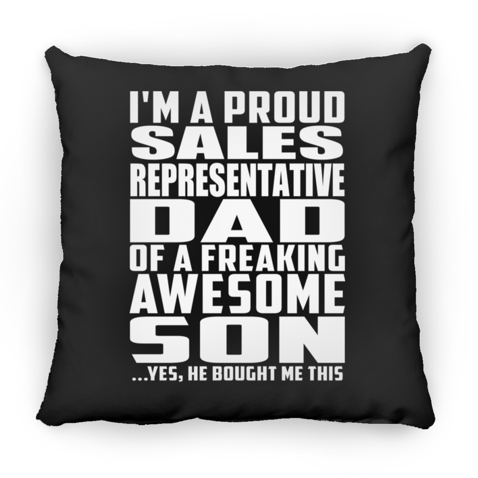 Proud Sales Representative Dad Of Awesome Son - Throw Pillow Black