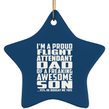 Proud Flight Attendant Dad Of Awesome Son - Star Ornament