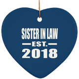 Sister In Law Established EST. 2018 - Heart Ornament