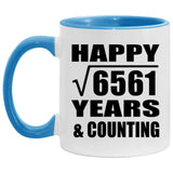 Happy 81st Anniversary Square Root of 6561 Years & Counting - 11oz Accent Mug Blue