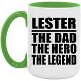 Lester The Dad The Hero The Legend - 15oz Accent Mug Green