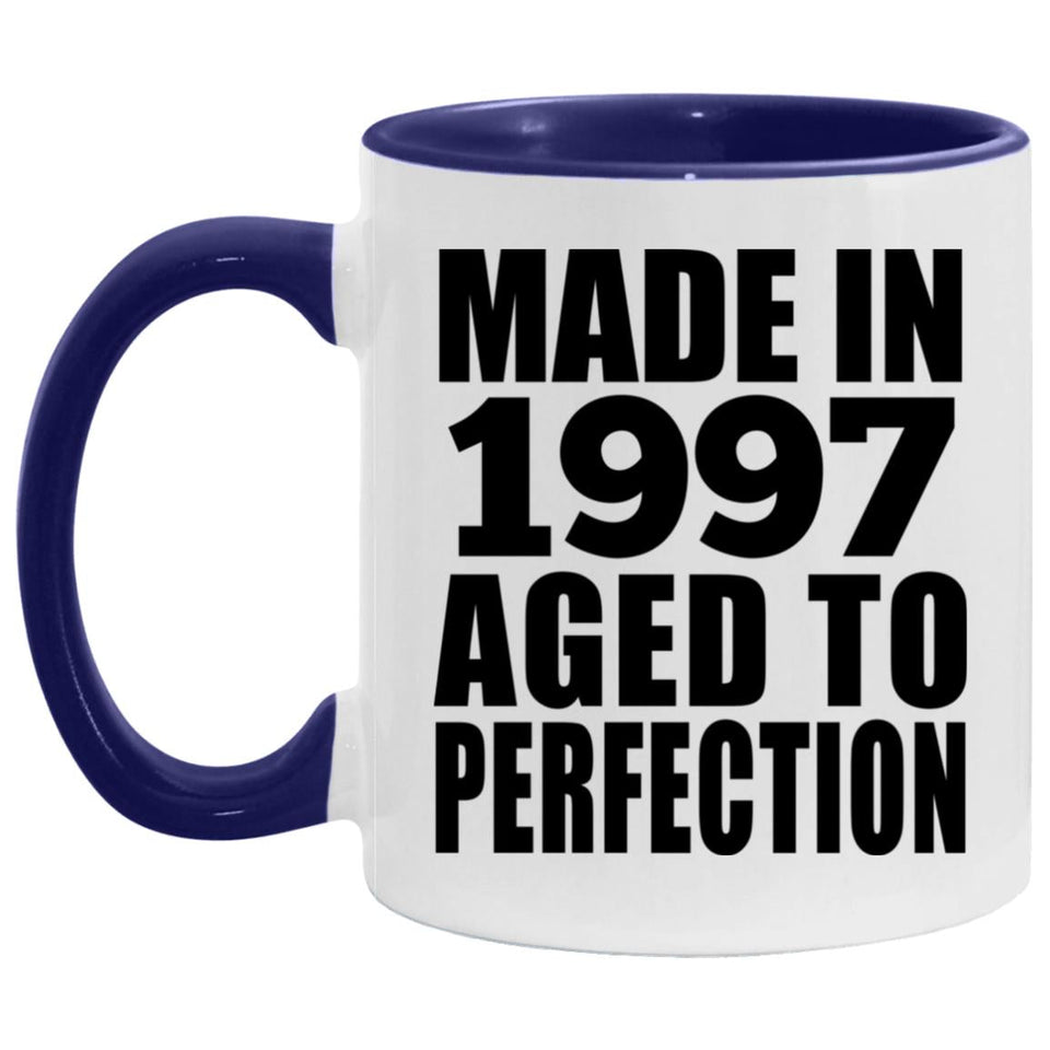 27th Birthday Made In 1997 Aged to Perfection - 11oz Accent Mug Purple