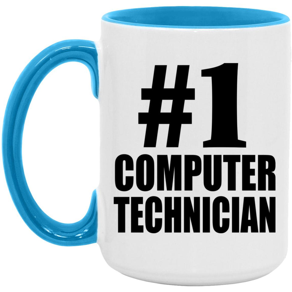 Number One #1 Computer Technician - 15oz Accent Mug Blue