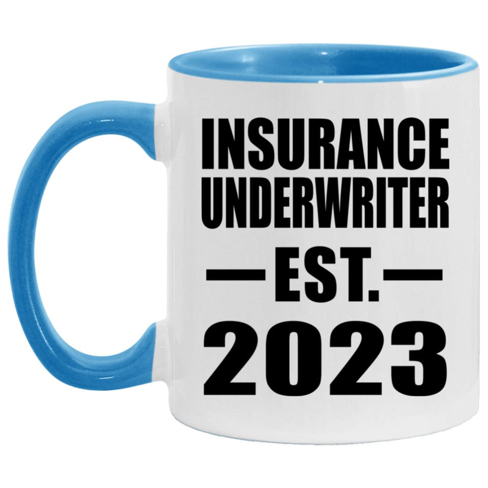 Insurance Underwriter Established EST. 2023 - 11oz Accent Mug Blue