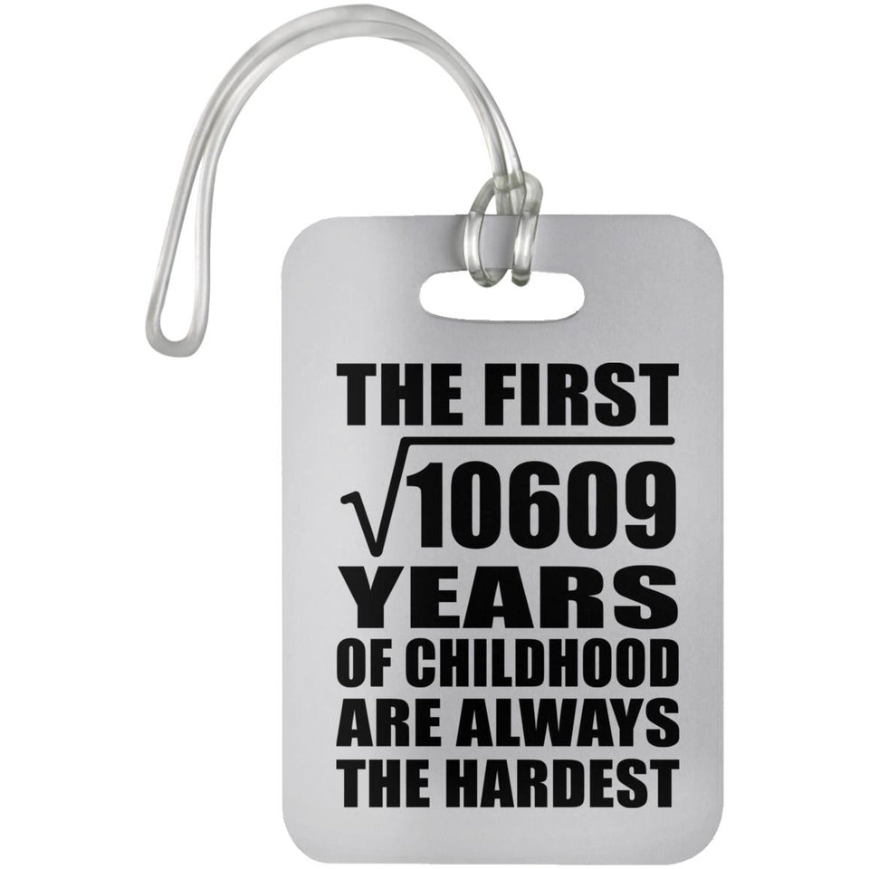 103rd Birthday Square Root of 10609 Years of Childhood - Luggage Bag Tag