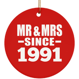 33rd Anniversary Mr & Mrs Since 1991 - Circle Ornament