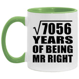 84th Anniversary Square Root of 7056 Years of Being Mr Right - 11oz Accent Mug Green