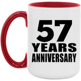 57th Anniversary 57 Years - 15oz Accent Mug Red