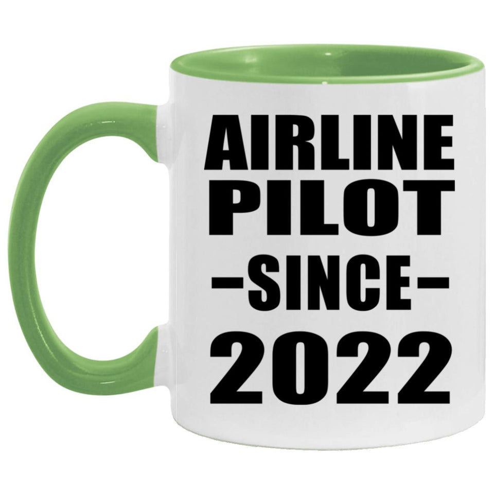 Airline Pilot Since 2022 - 11oz Accent Mug Green