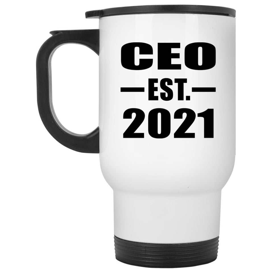 CEO Established EST. 2021 - White Travel Mug
