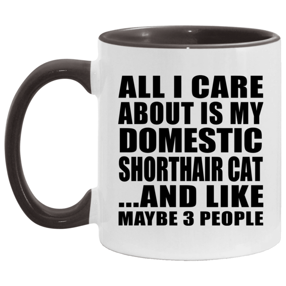 All I Care About Is My Domestic Shorthair Cat - 11oz Accent Mug Black