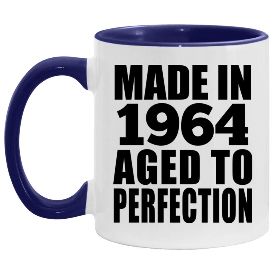 60th Birthday Made In 1964 Aged to Perfection - 11oz Accent Mug Purple