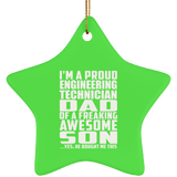 Proud Engineering Technician Dad Of Awesome Son - Star Ornament