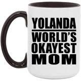 Yolanda World's Okayest Mom - 15oz Accent Mug Black