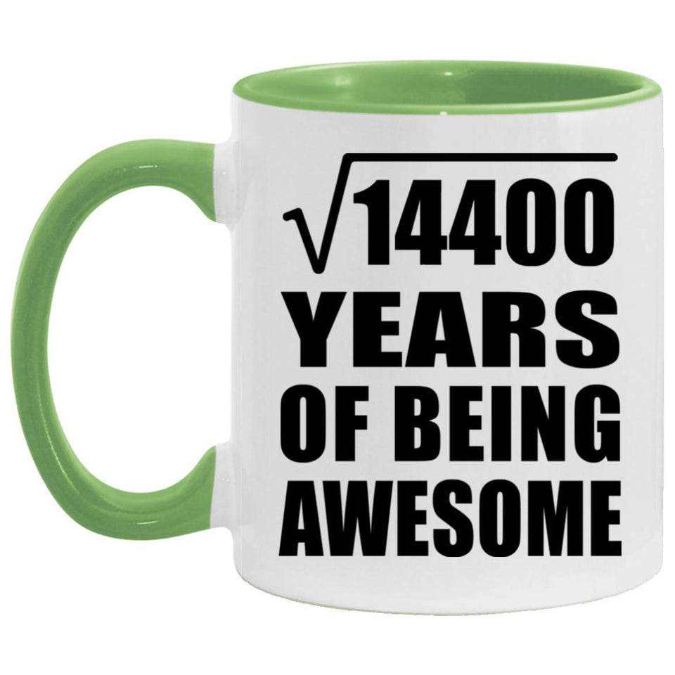 120th Birthday Square Root of 14400 Years of Being Awesome - 11oz Accent Mug Green