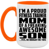 Proud Fitness Trainer Mom Of Awesome Son - 15oz Accent Mug Orange