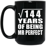 12th Anniversary Square Root of 144 Years of Mr Perfect - 15oz Coffee Mug Black